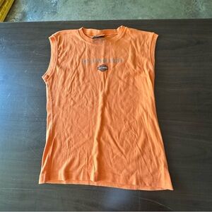 Harley-Davidson Orange Sleeveless Fitted Muscle Tee